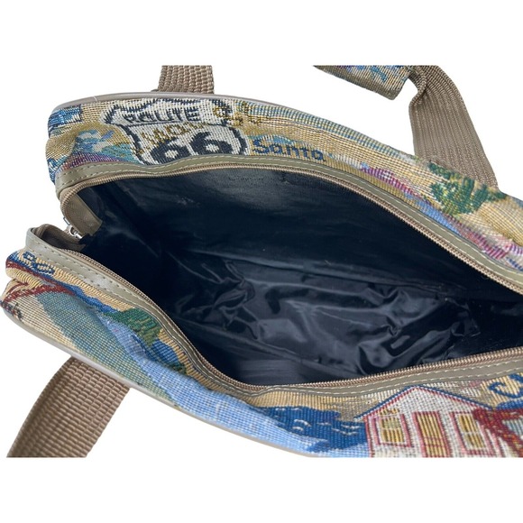 Route 66 Tapestry Travel Bag Tote Carry-On Toiletry Cosmetic Pioneer Express Bag - Picture 3 of 8